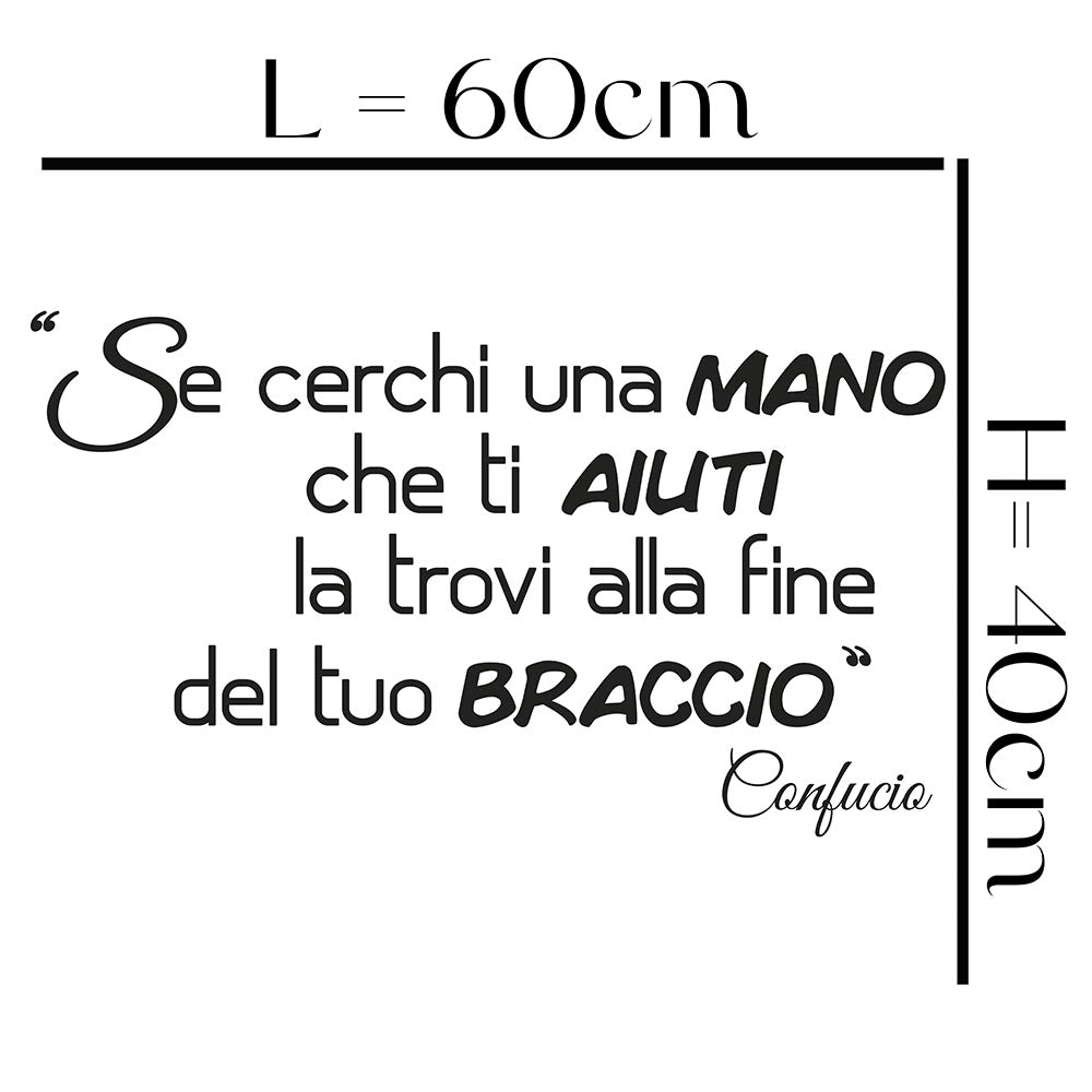 Adesivo Murale Confucio - Se cerchi una mano che ti aiuti, la trovi alla fine del tuo braccio