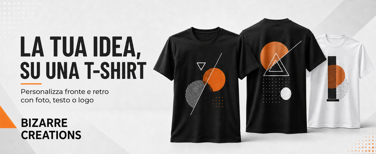 T-shirt personalizzate Bizarre Creations, disponibili in nero e bianco